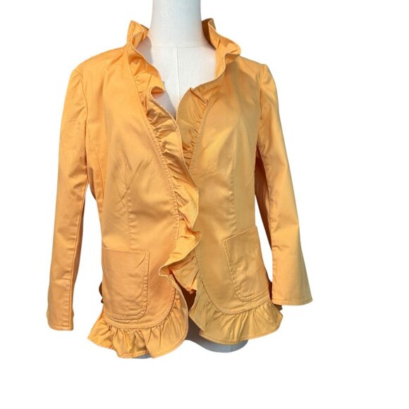 Talbots Orange petite ruffled edge jacket.  SIZE: 10P - Picture 1 of 8